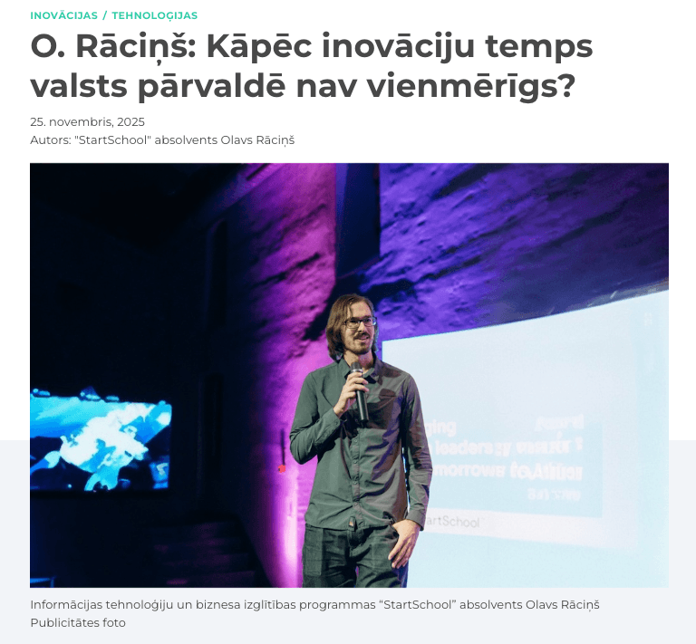 Article on the pace of innovation in the public sector, 'Labs of Latvia'
